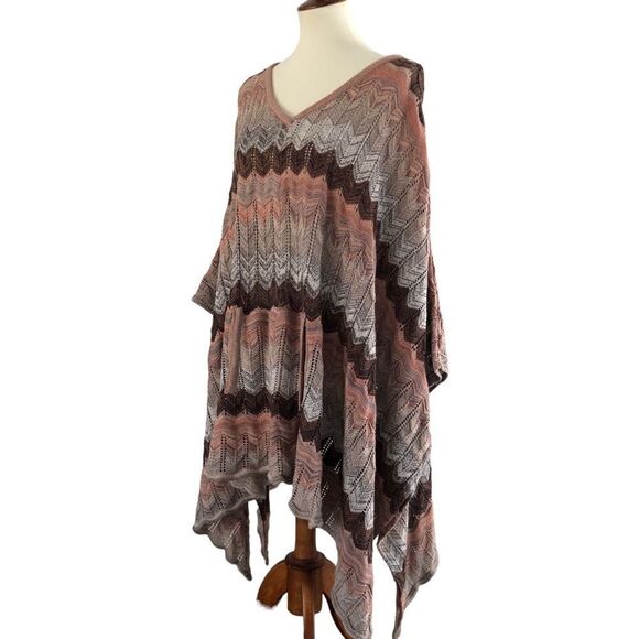 Belle Gray By Lisa Renna Crochet Pullover Poncho Sweater Size XL - Picture 5 of 8